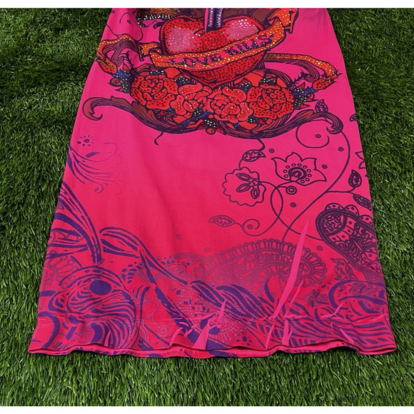 Knitro LOVE KILLS Rare Y2K Crystal Pink Tube Dress Made in USA One Size Clubwear - Picture 4 of 9